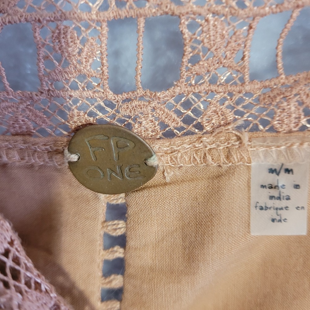 FP One Free People Verona Mini Dress In A Muted Orange Color Sz M Crochet Accent - Picture 5 of 11